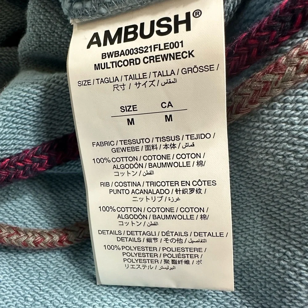 Ambush Oversized Crew-Neck Sweatshirt With Multi Colored Laces Size Medium